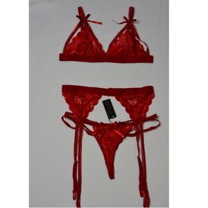 Red Heart Lace Lingerie Set